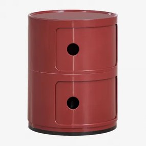 Set Van 2 Ronde Nachtkastjes Ø30 Cm Met Planken Babel Wijn Rood & 2 Lades - Sklum