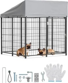 VEVOR Hondenren, 1,12 x 1,15 x 1,25 m, Hondenhok met veiligheidsslot, Buitenhondenhok met UV-bestendige en waterdichte dakbedekking, Robuuste hondenren/verblijf voor grote honden