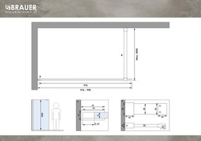 Brauer Brushed Season inloopdouche helder glas 100x200 met muurprofiel RVS-kleurig geborsteld