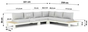 Platform Loungeset Aluminium/Teak Wit 6 personen Lifestyle Garden Furniture Ravalla