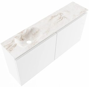 Mondiaz Ture DLux toiletmeubel 100cm talc met wastafel frappe links zonder kraangat