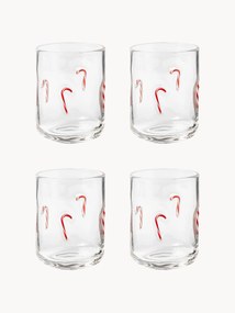 Mondgeblazen waterglazen Candy, 4 stuks