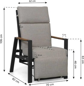 Lifestyle Garden Furniture Camino Relax Stoel Gasveer Verstelbaar Aluminium Grijs