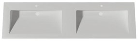 Lambini Designs Flora solid surface wastafel 160cm met kraangaten wit mat