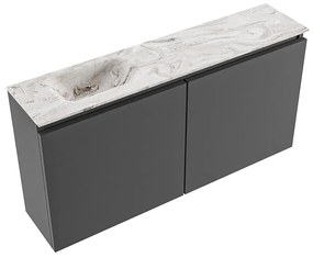 Mondiaz Ture DLux toiletmeubel 100cm dark grey met wastafel glace links zonder kraangat