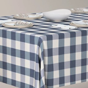 Dekoria Rechthoekig tafelkleed, wit-donkerblauw geruit, 130 x 210 cm