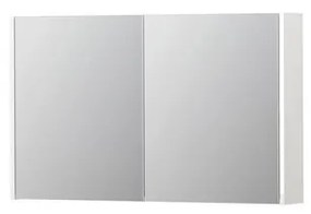 INK SPK1 Spiegelkast - 100x14x60cm - 2 deuren - dubbelzijdige Spiegel - schakelaar en stopcontact - MDF lak wit hoogglans 1110656