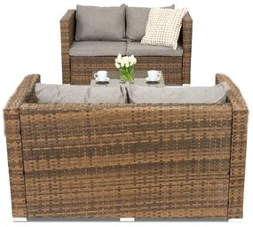 Roma Coffee technorattan meubel met kleine tafel voor 4 personen Garden Point bruin