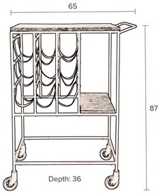 Dutchbone Mil Groen Marmeren Trolley - 65 X 36cm.