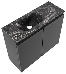 Mondiaz Ture DLux toiletmeubel 60cm dark grey met wastafel lava links met kraangat