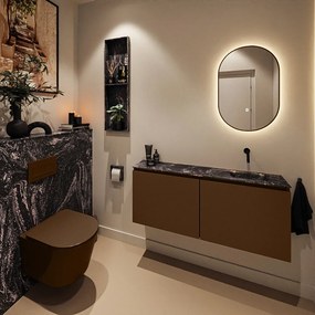 Mondiaz Ture DLux toiletmeubel 120cm rust met wastafel lava rechts zonder kraangat