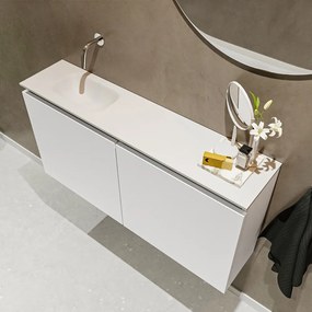 Mondiaz Ture 100cm toiletmeubel talc met wastafel talc links geen kraangat