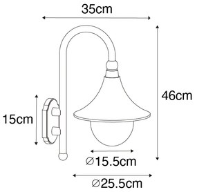 Klassieke buiten wandlamp antiek goud IP44 - Daphne Klassiek / Antiek E27 IP44 Buitenverlichting rond