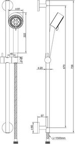 Saqu Shine glijstangset met 3 straalsoorten geborsteld staal pvd-coating