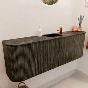 Mondiaz Joya DLux 125cm toiletmeubel ronding links/rechts shadow met wastafel faye midden 1 kraangat lava