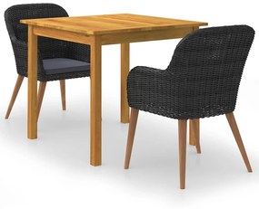 vidaXL 3-delige Tuinset zwart