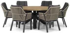 Tuinset Ronde Tuintafel 6 personen 160 cm Rope Taupe  Lifestyle Garden Furniture Verona/Rockville