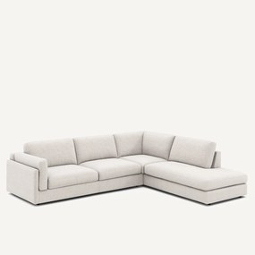 Hoekslaapbank met longchair, in gespikkeld canvas, CÉSAR