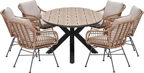 Garden Impressions Lucas tuinset bruin 7-delig - Tulli tuintafel ovaal 220x115 cm