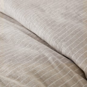 Dekbedovertrek in gewassen linnen, gestreept, Linot