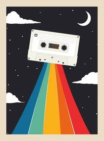 Ilustratie retro party poster with cassette tape, martinwimmer