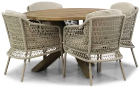 Tuinset Ronde Tuintafel 4 personen Rope Taupe 4 Seasons Outdoor Puccini/Sand