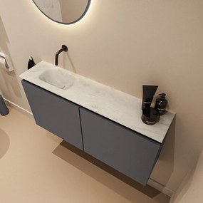 Mondiaz Ture DLux toiletmeubel 100cm dark grey met wastafel opalo links zonder kraangat