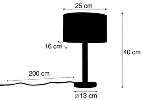 Tafellamp hout met ovale linnen kap wit 25cm - Mels Landelijk, Modern E27 rond Binnenverlichting Lamp