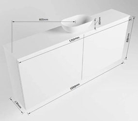 Mondiaz Fowy toiletmeubel 120cm rosee met witte waskom midden en kraangat