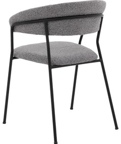 Goossens Eetkamerstoel Ce grijs stof met armleuning, modern design