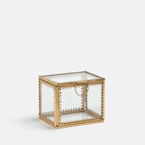 Vierkant vitrinekistje in glas en messing Stelia