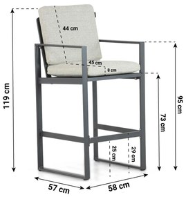 Barstoel Aluminium Grijs-antraciet Lifestyle Garden Furniture Nuno