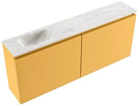 Mondiaz Ture DLux toiletmeubel 120cm ocher met wastafel ostra links met kraangat