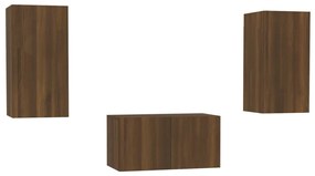 vidaXL 3-delige Tv-meubelset bewerkt hout bruineikenkleurig