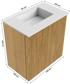 Mondiaz Joya DLux 40cm toiletmeubel oak met wastafel faye midden zonder kraangat meli