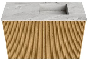Mondiaz Joya DLux 60cm toiletmeubel oak met wastafel faye rechts 1 kraangat glace