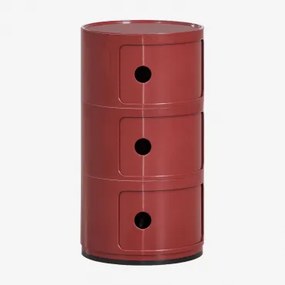 Ronde Bijzettafel Met Planken Babel Wijn Rood & 3 Lades - Sklum