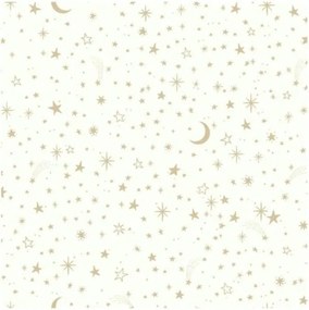 Zelfklevend behang Twinkle stars 52 x 500 cm wit/goud