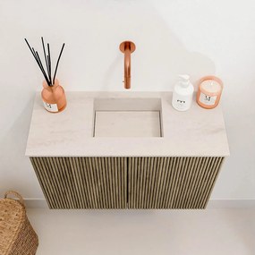 Mondiaz Joya DLux 60cm toiletmeubel dusk met wastafel faye midden zonder kraangat meli