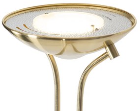 Moderne vloerlamp messing met leeslamp incl. LED dim to warm - Diva