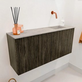 Mondiaz Joya DLux 90cm toiletmeubel shadow met wastafel faye rechts zonder kraangat glace