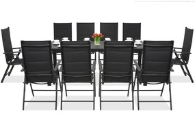 Aluminium tuinmeubelen polywood met grote tafel Verona voor 10 personen Garden Point zwart