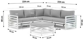 Hoek loungeset 6 personen Aluminium Wit  Domani Furniture Linde