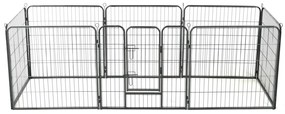 vidaXL Hondenren met 8 panelen 80x80 cm staal zwart