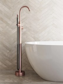 Saniclear Copper Stripes Pro vrijstaande badkraan geborsteld koper