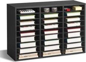 VEVOR Literatuur Organizer Documentenbak met 27 compartimenten en verwijderbare planken, Brievenbak voor ordners, gemaakt van hout, spaanplaat, opbergruimte voor kantoor, klaslokaal, ordner, zwart