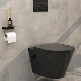 Mueller Afesta randloos toiletpot met bidetsproeier warm/koud en dunne softclose zitting zwart mat