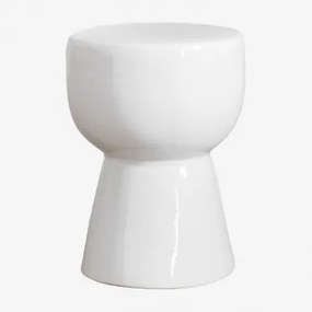 Ronde Bijzettafel Ø34 Cm Van Keramiek Kaly Wit - Sklum