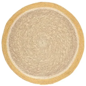 Placemat naturel, zeegras, gele rand,Ø38 cm