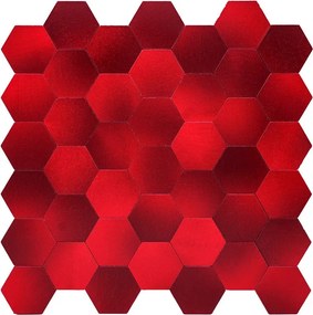 Zelfklevende Mozaïektegels Metaal | Hexagon Rood | 28,8×29,2 cm | Keuken, Bad &amp; WC